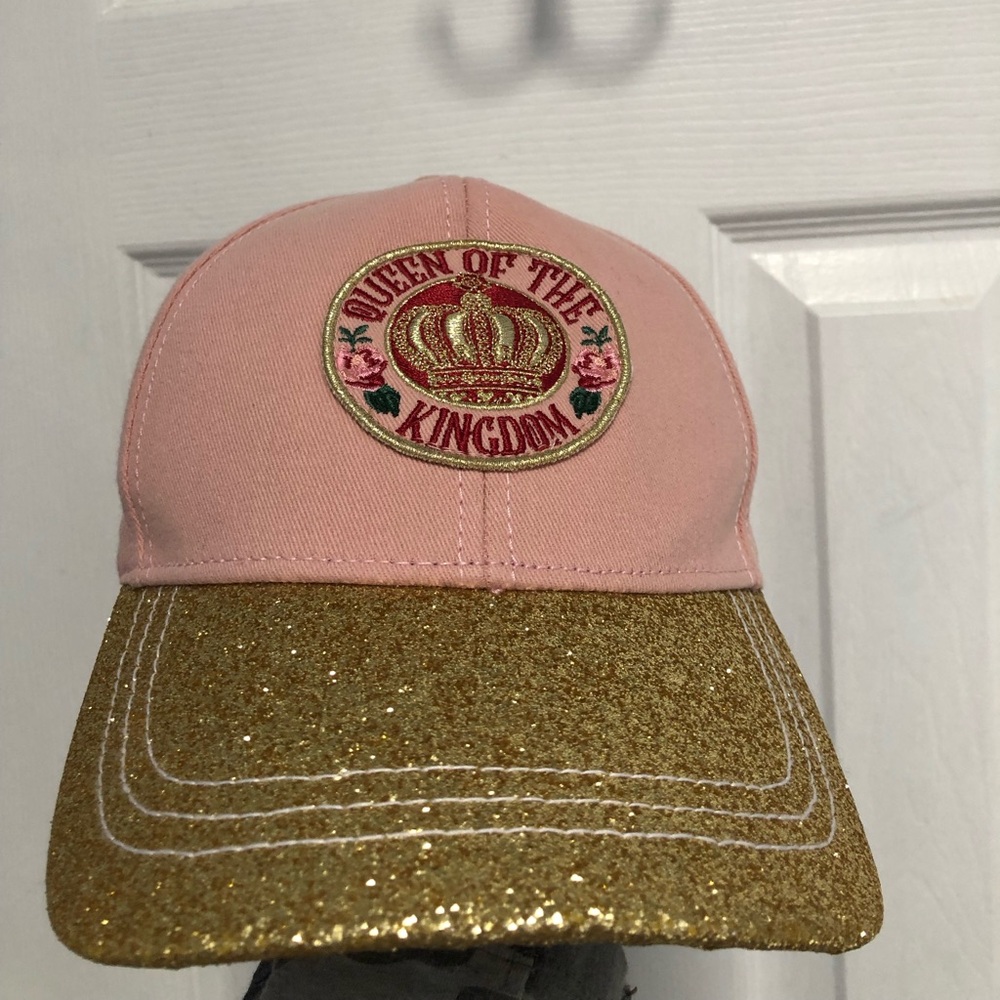 Disney Hat Pink Gold Glitter Epcot World Showcase QUEEN OF THE KINGDOM UK adjust